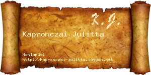 Kapronczai Julitta névjegykártya